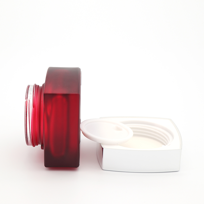 Custom 30g 50g 60ml 100ml 120ml glass jar for cream Pump Lotion Bottles Red Square glass jar with lid