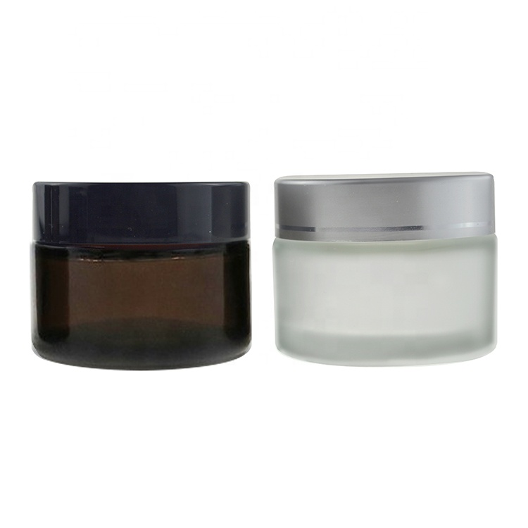 Custom 30g Cosmetic Cream Packaging Frosted Glass Jar With Bamboo Lid