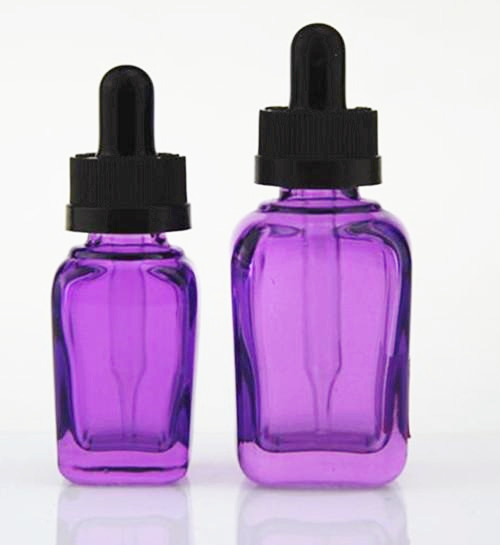 Custom 30ml 50ml 100 ml square rectangle round flat shoulder glass dropper bottle with screen printing  with dropper child proof