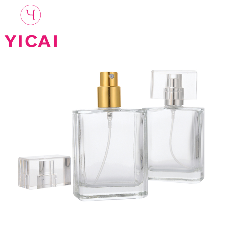 Custom 30ml 50ml High Capacity Modern Flat Square Glass Spray Perfume Bottle