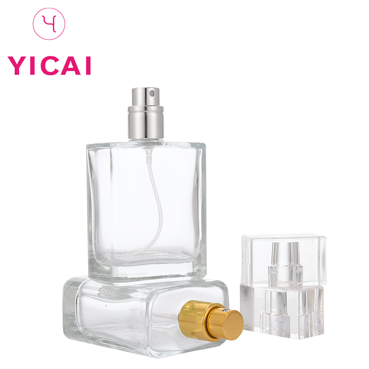 Custom 30ml 50ml High Capacity Modern Flat Square Glass Spray Perfume Bottle