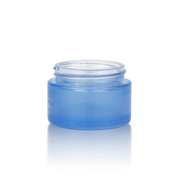 Custom 30ml 50ml empty frosted blue cosmetic glass jar for cream cosmetic