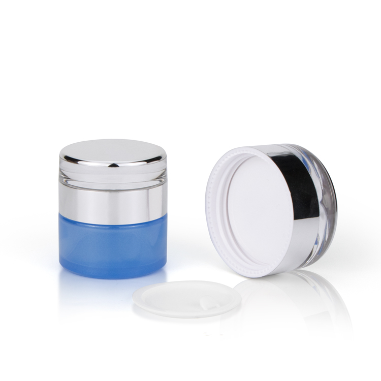 Custom 30ml 50ml empty frosted blue cosmetic glass jar for cream cosmetic