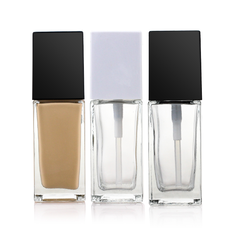 Custom 35ml Unique Cosmetic Packaging Empty Clear Glass Foundation Serum Bottle with Pump Liquid Foundation Glass Bottle