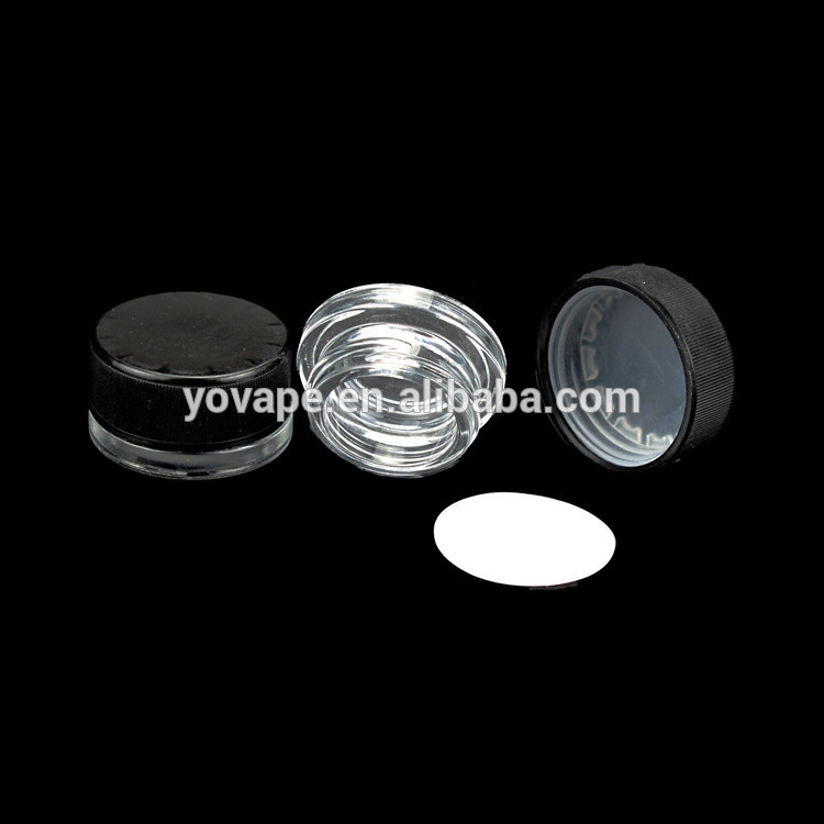 Custom 3g 5g 7g 9g 10g child proof safe packing black cap vaporizer dry herb/hemp cbd wax oil clear glass jar container CRC lid