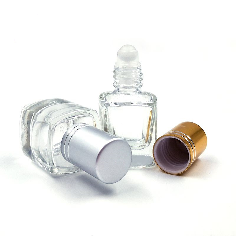 Custom 3ml 5ml 10ml glass essential oil perfume roll on bottle /attar essential oil glass roll-on bottle with silver /golden cap