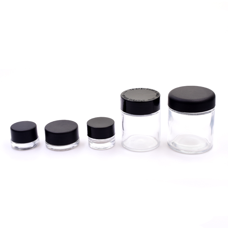 Custom 3oz 4oz weed jar packaging pharmacy jars flower herb food child resistant concentrate glass bottles with childproof lids