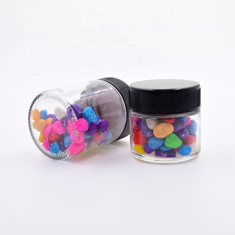 Custom 3oz 90ml 100ml clear round child proof kush hemp candle holder flower packaging child proof lid child resistant glass jar