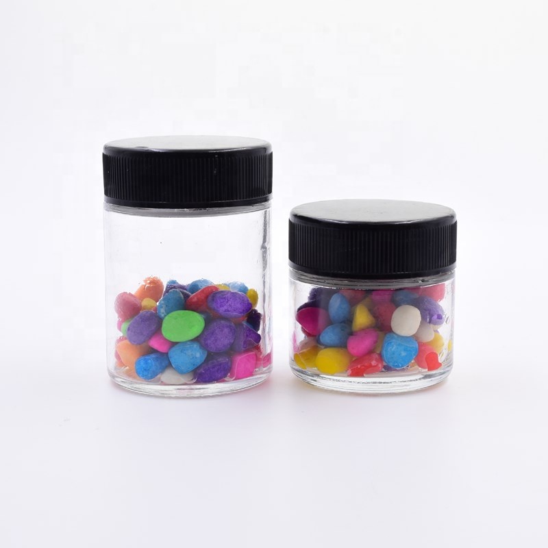 Custom 3oz 90ml 100ml clear round child proof kush hemp candle holder flower packaging child proof lid child resistant glass jar