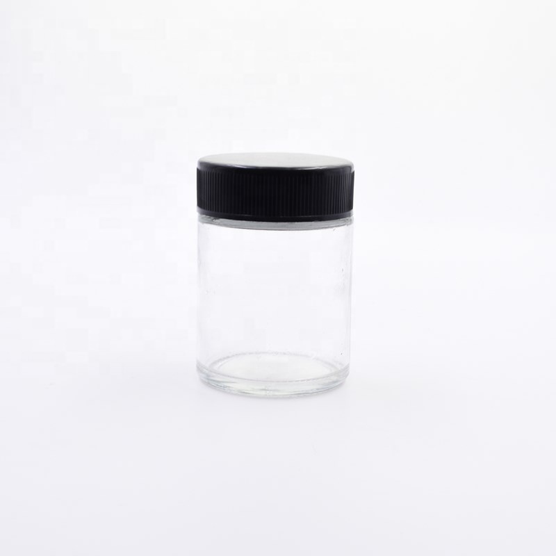 Custom 3oz 90ml 100ml clear round child proof kush hemp candle holder flower packaging child proof lid child resistant glass jar