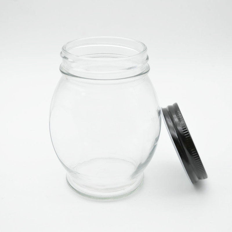 Custom 480ml round clear food container glass jar with screw lid