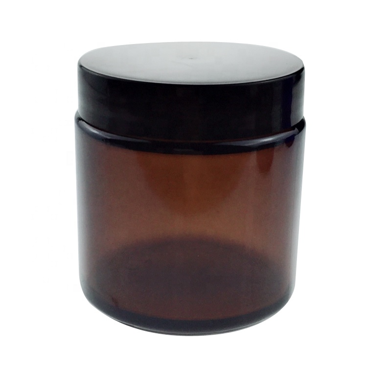 Custom 4OZ Amber Straight Side Glass Stash Jar With Lid For Jam Candle Cosmetic