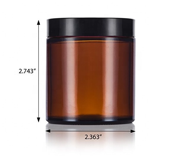 Custom 4OZ Amber Straight Side Glass Stash Jar With Lid For Jam Candle Cosmetic