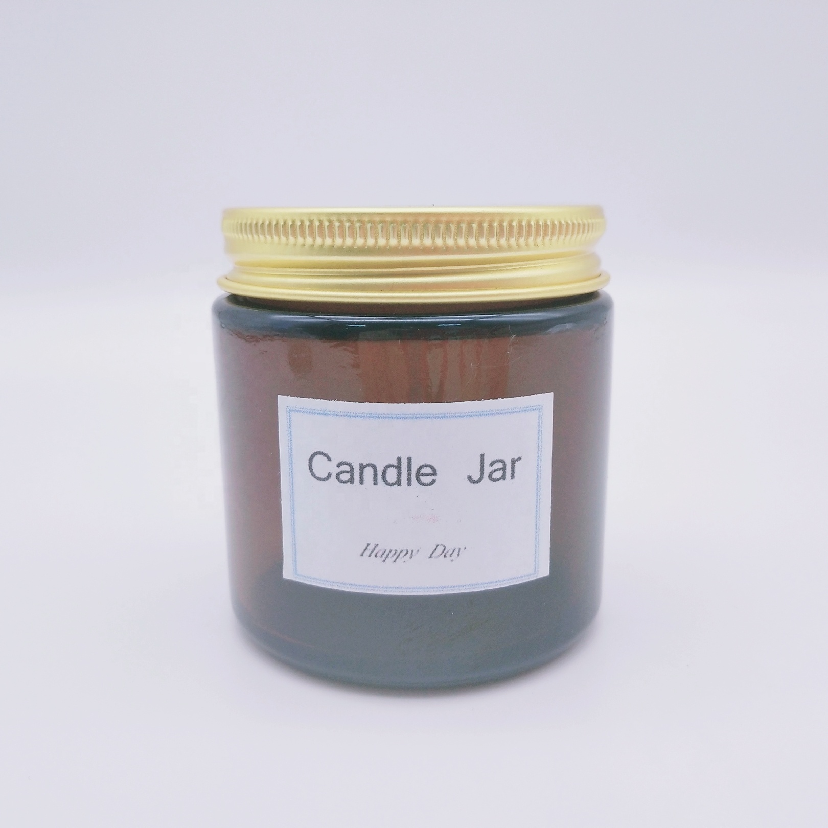 Custom 4OZ Amber frascos de vidrio Straight Side Glass Candle Jar with Metal Lid