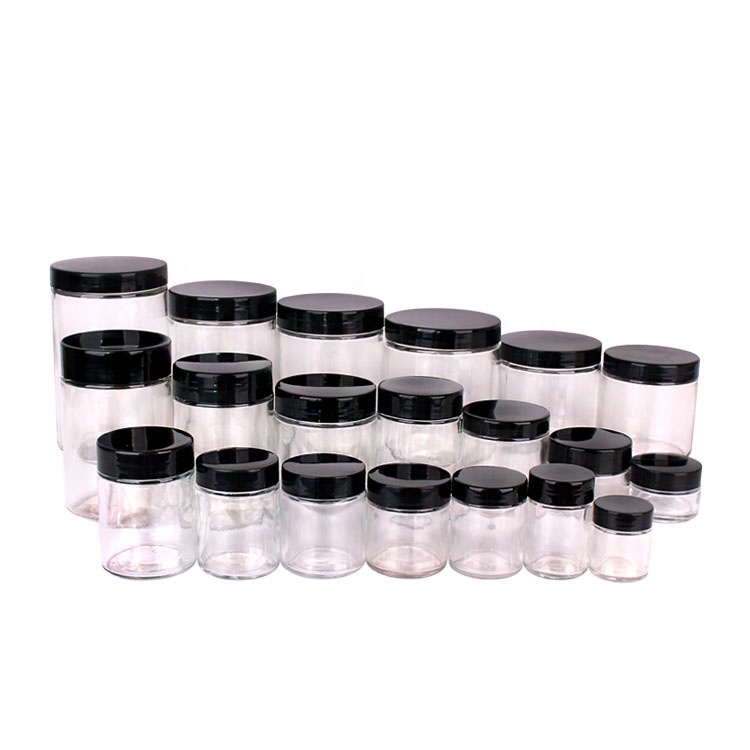 Custom 4oz 8oz 16oz 24oz 1 liter round clear honey jam candy glass storage jar with lid