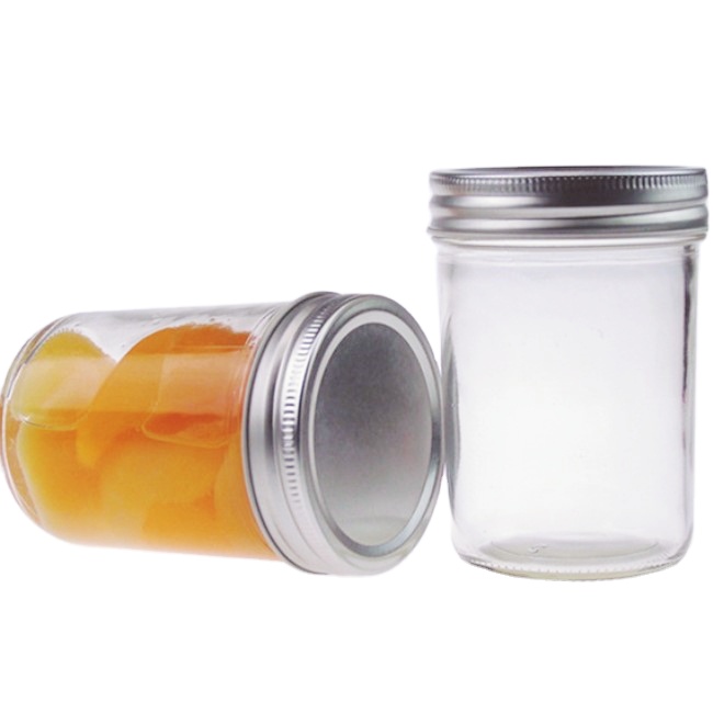 Custom 4oz 8oz wide mouth clear glass maple syrup jar with tinplate lids