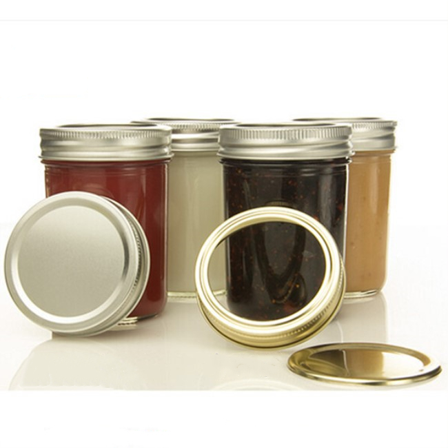 Custom 4oz 8oz wide mouth clear glass maple syrup jar with tinplate lids