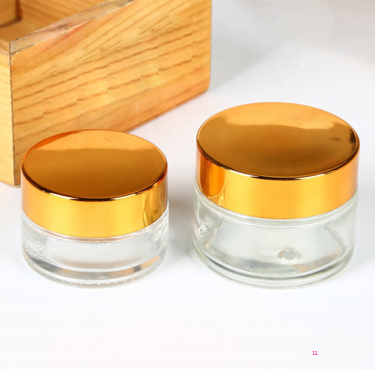 Custom 4oz unique design cosmetic container jar moq 50g 100g clear cream jar 10g glass packaging
