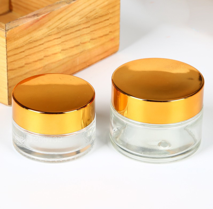 Custom 4oz unique design cosmetic container jar moq 50g 100g clear cream jar 10g glass packaging