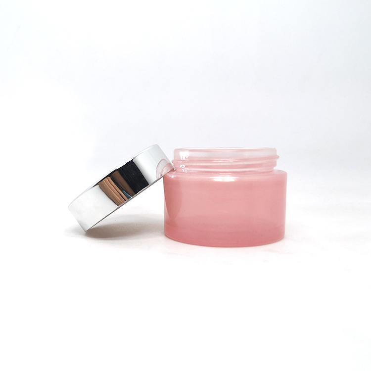 Custom 50 g skin care body gel cosmetic glass jars empty eye cream pink balm lip scrub container with caps