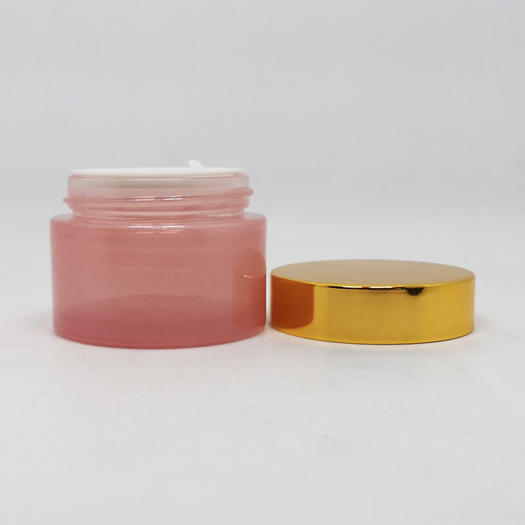 Custom 50 g skin care body gel cosmetic glass jars empty eye cream pink balm lip scrub container with caps