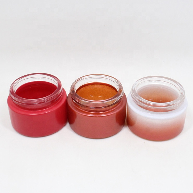 Custom 50 g skincare body gel cosmetic glass jars empty eye cream balm lip scrub container with cap