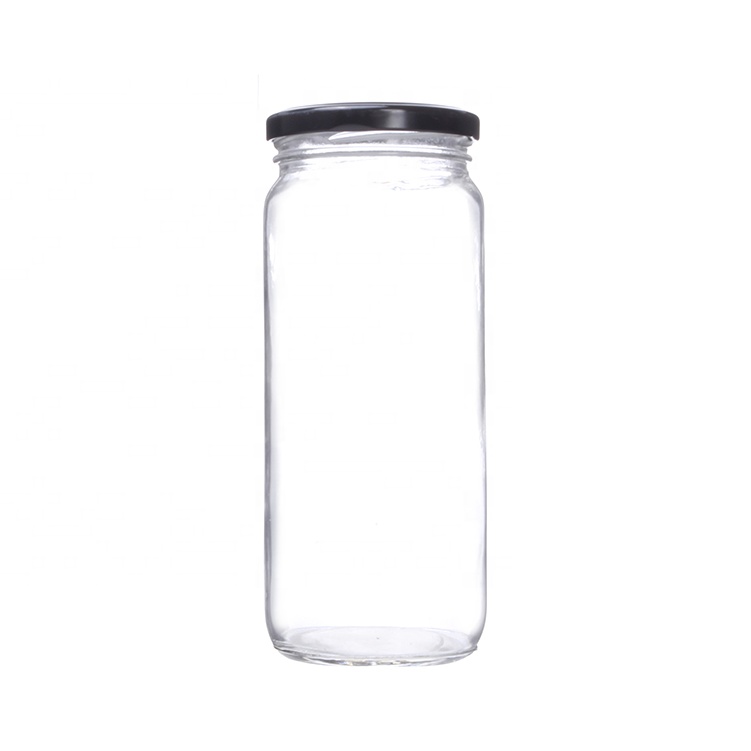 Custom 500ml 16oz Glass Jars and Bottles Glass Storage Juice Beverage Jars With Metal Lid