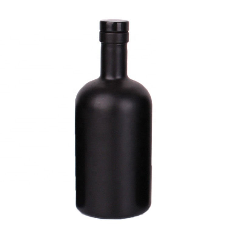 Custom 500ml 750ml Matte Black Glass Vodka Rum Liquor Spirit Bottle