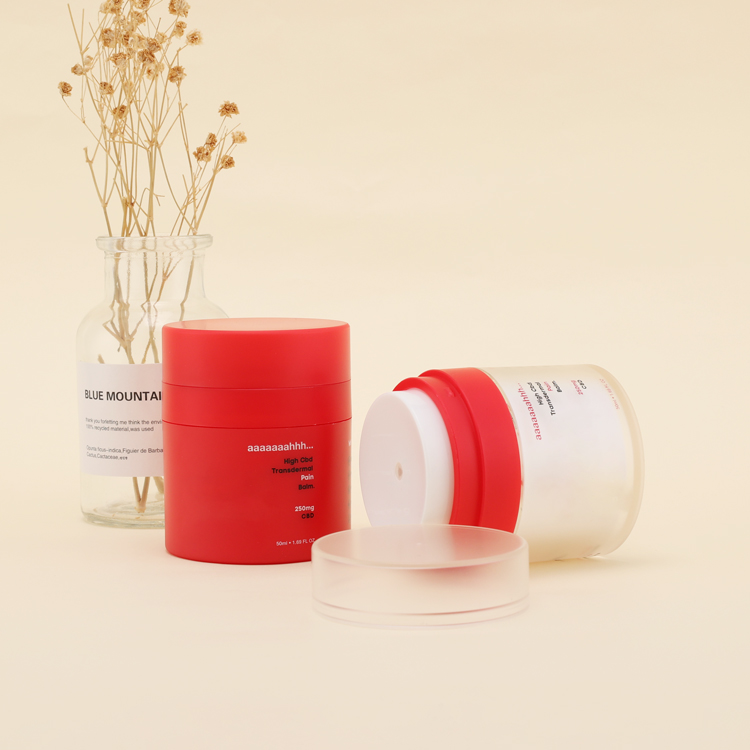 Custom 50g 1.7oz red round airless jar empty plastic cosmetic cream jar for skincare packaging