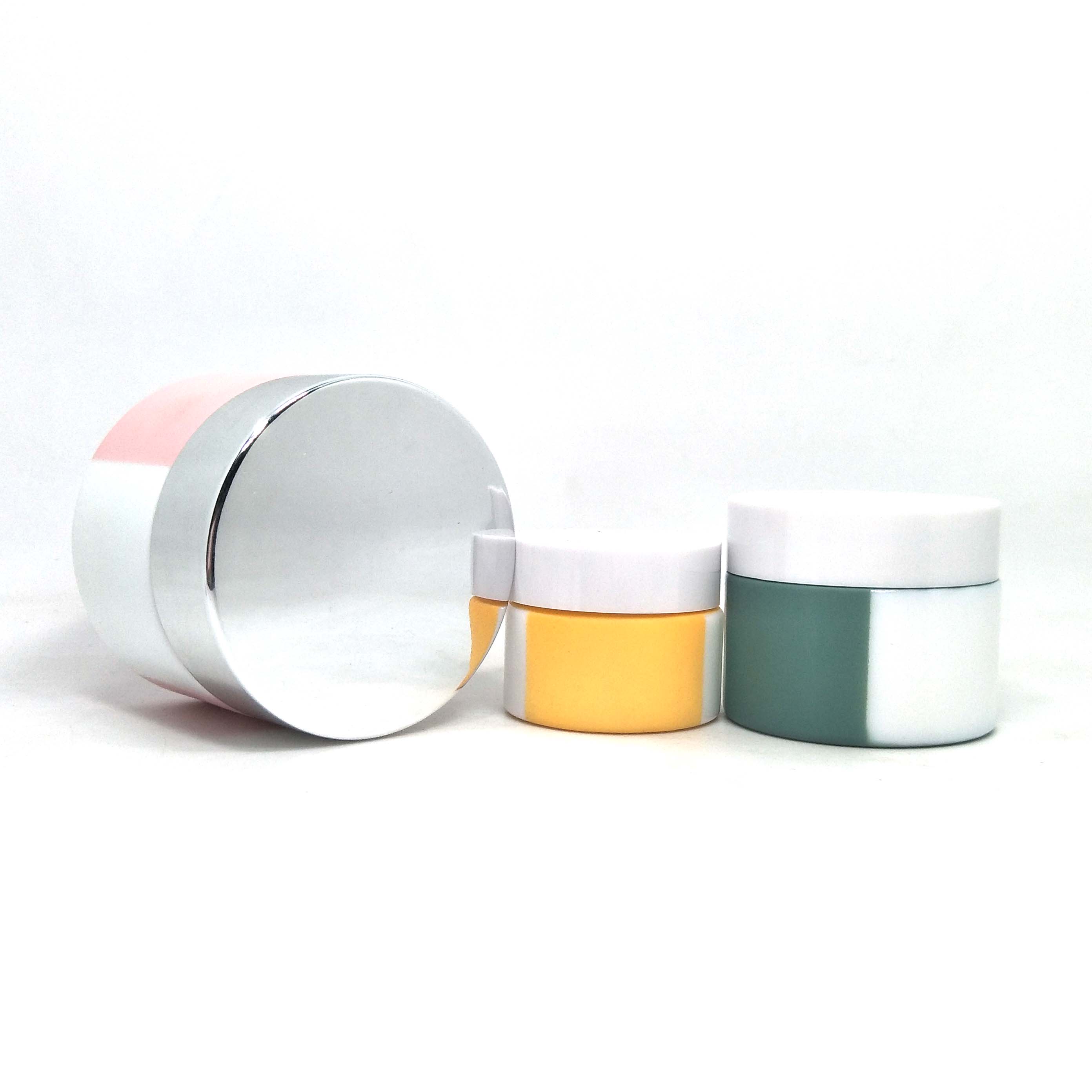 Custom 50g Ceramic Cream Opal porcelain White Glass Cosmetic Jars with aluminous Lid