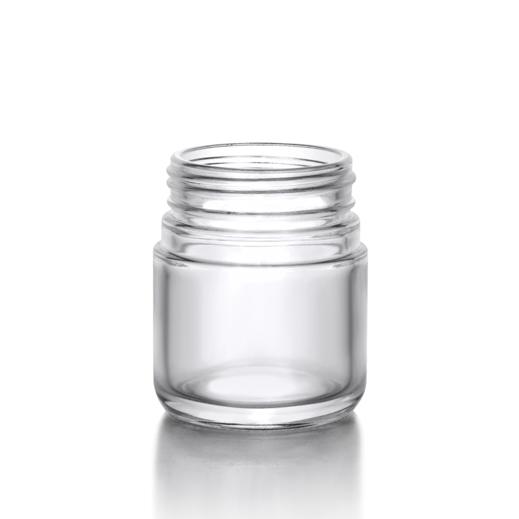 Custom 50g empty hemp flower transparent container stash crc cylinder weed glass jar with childproof cap