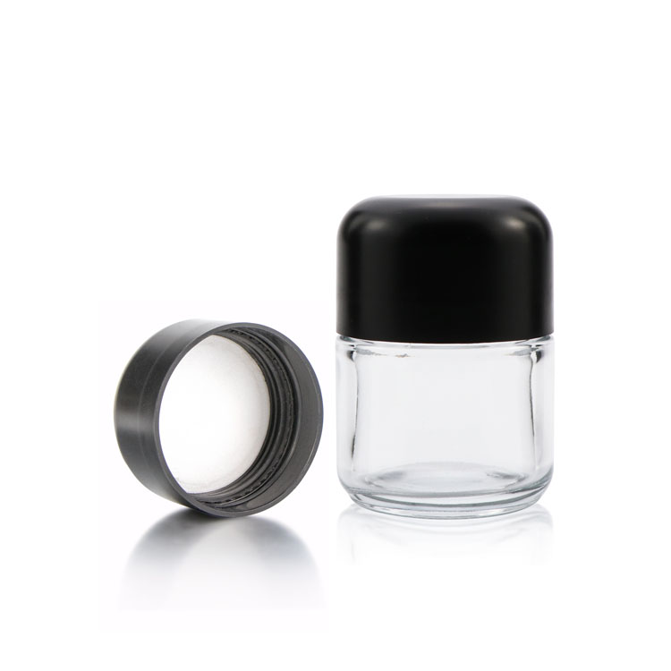 Custom 50g empty hemp flower transparent container stash crc cylinder weed glass jar with childproof cap