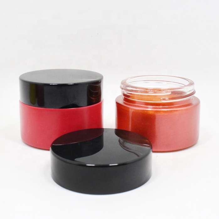 Custom 50g skin care body gel cosmetic glass jars empty eye cream lip scrub container with cap