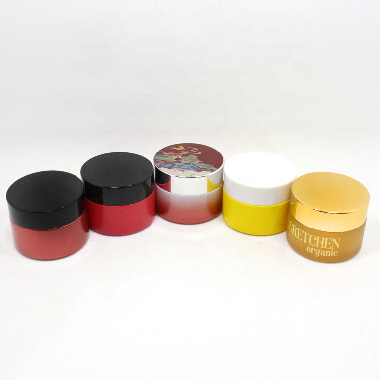 Custom 50g skin care body gel cosmetic glass jars empty eye cream lip scrub container with cap