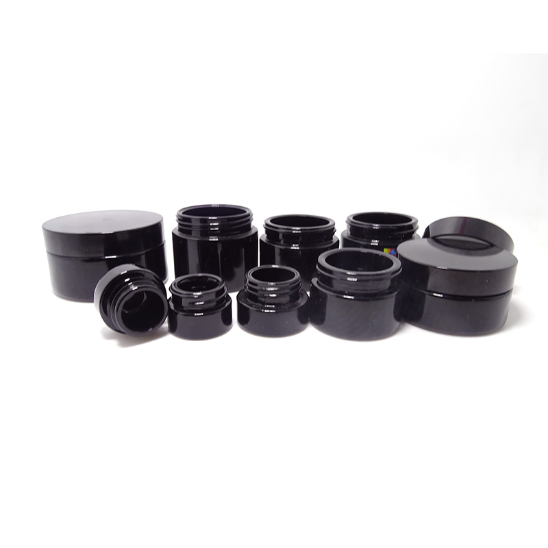 Custom 50g violet black glass empty uv stash jar for mask cream