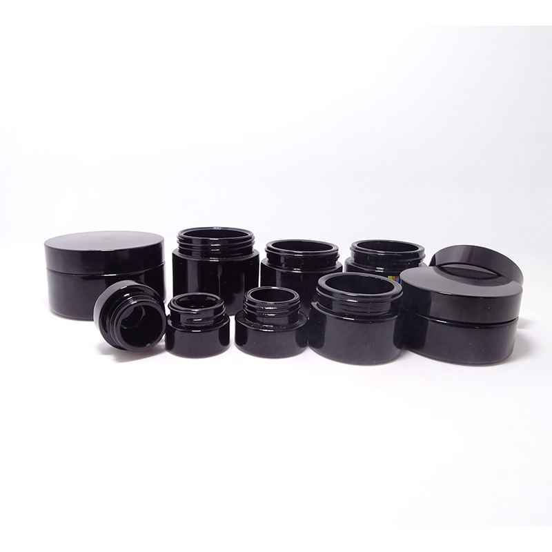 Custom 50g violet black glass empty uv stash jar for mask cream