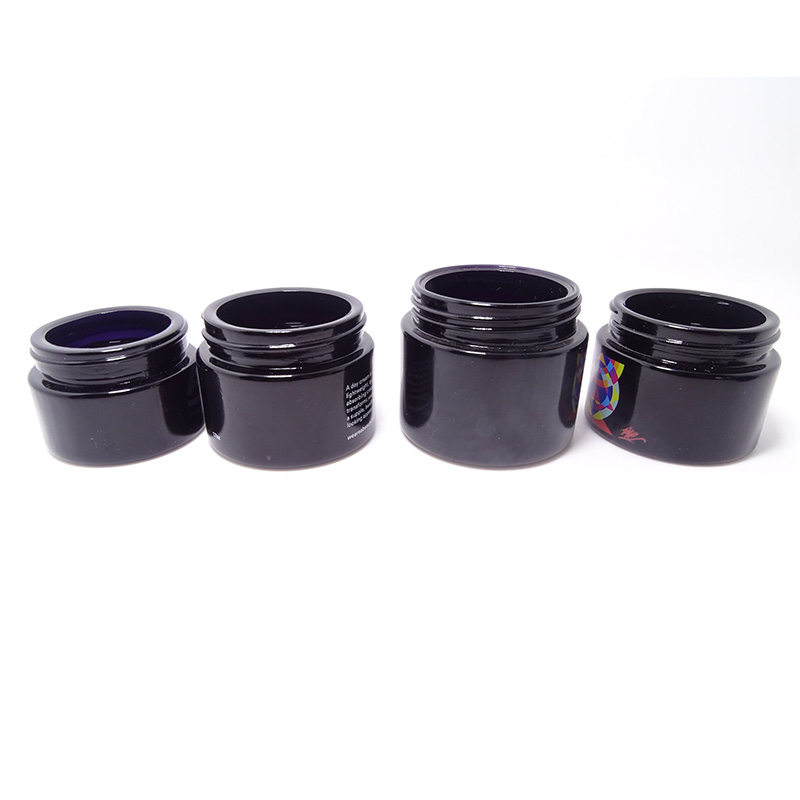 Custom 50g violet black glass empty uv stash jar for mask cream