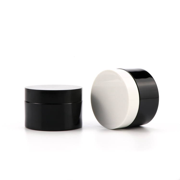 Custom 50ml 100ml 120ml 200ml 250ml 8oz cosmetic packaging amber black pet plastic scrub cream jar with plastic lid