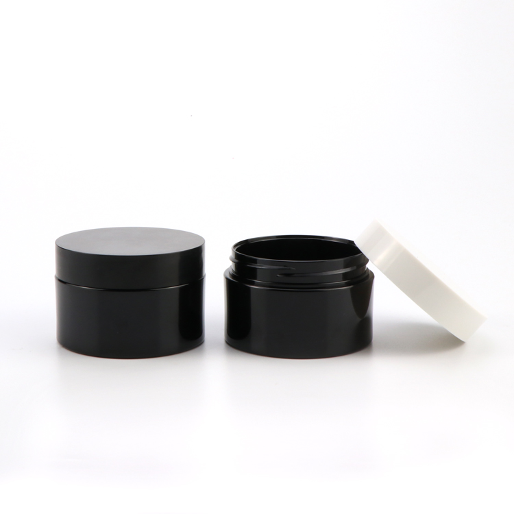 Custom 50ml 100ml 120ml 200ml 250ml 8oz cosmetic packaging amber black pet plastic scrub cream jar with plastic lid