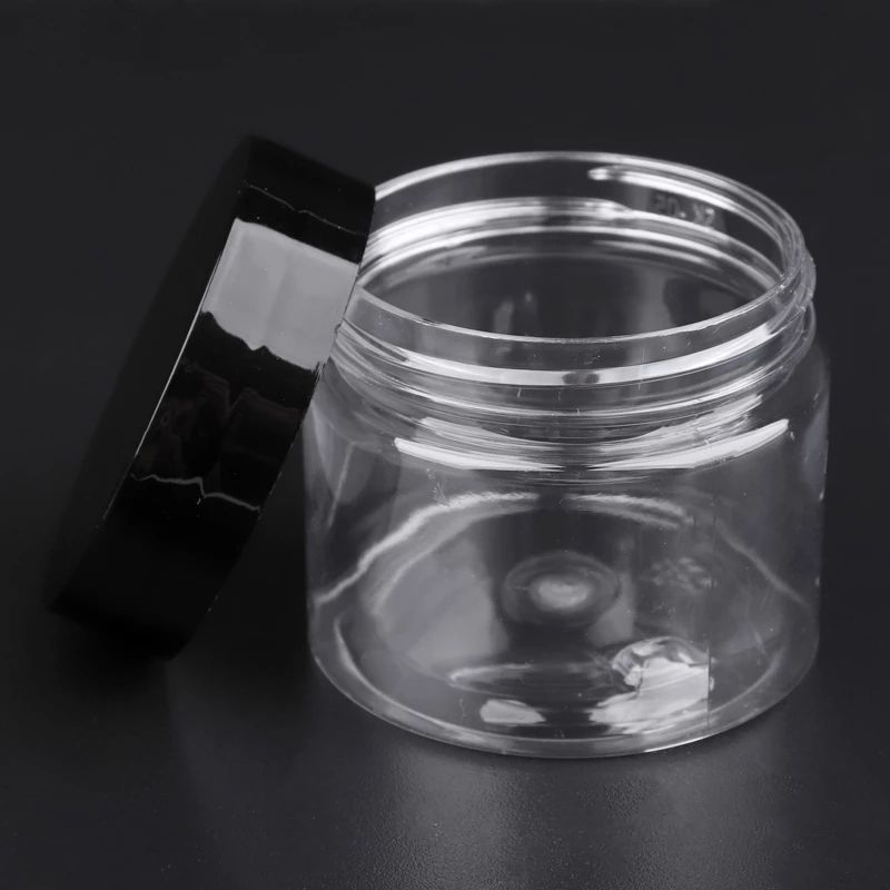 Custom 50ml,100ml,200ml 300ml Clear Cookies Candies Beans Packaging Food Grade PET Plastic Container Storage Jars with lids