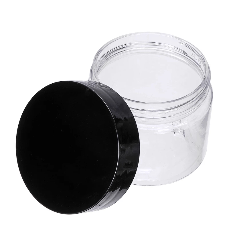 Custom 50ml,100ml,200ml 300ml Clear Cookies Candies Beans Packaging Food Grade PET Plastic Container Storage Jars with lids