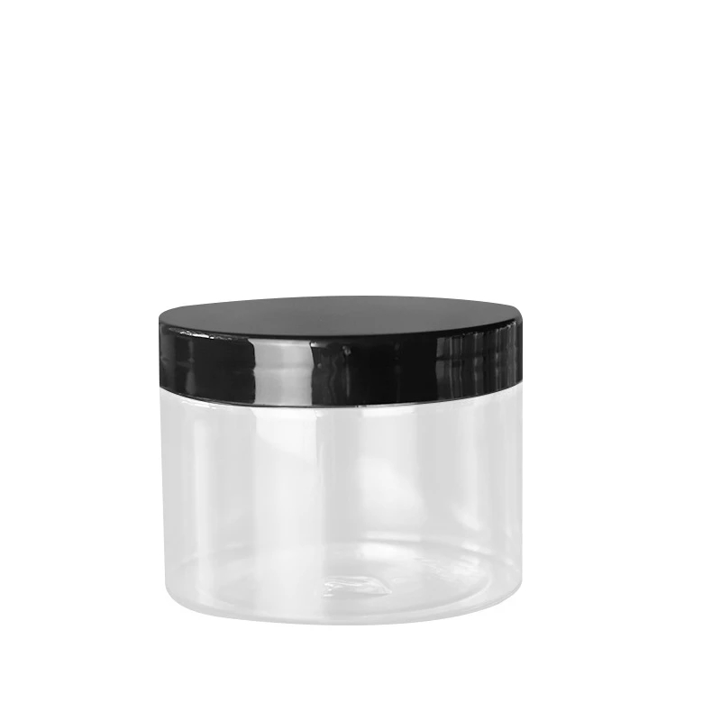 Custom 50ml,100ml,200ml 300ml Clear Cookies Candies Beans Packaging Food Grade PET Plastic Container Storage Jars with lids