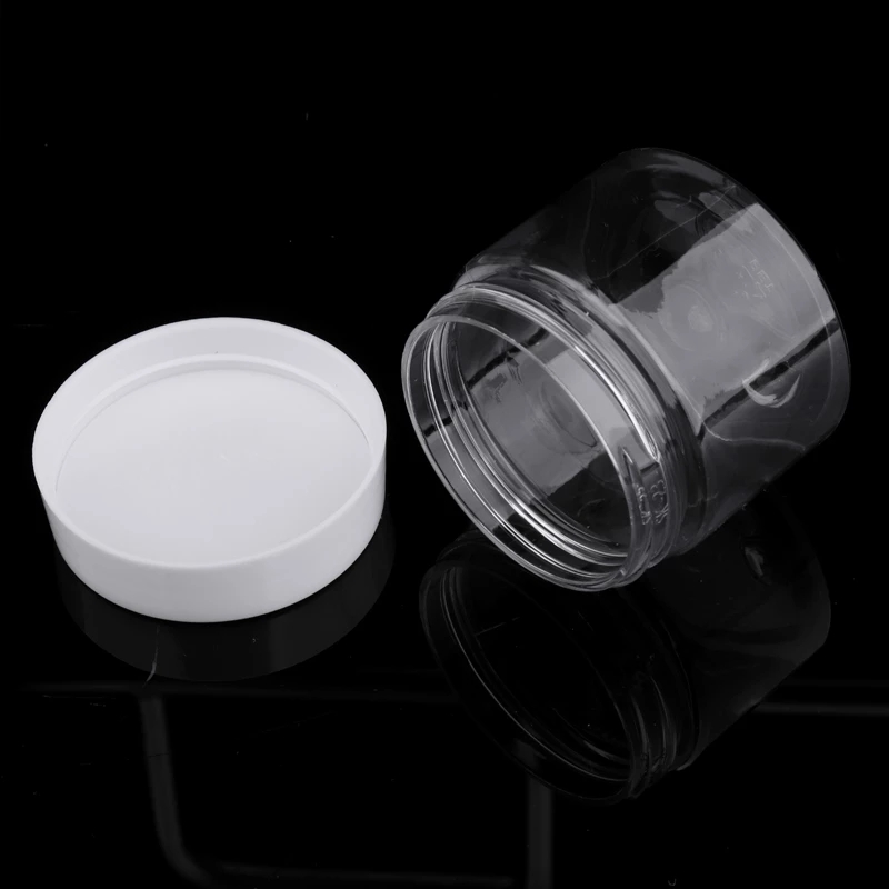 Custom 50ml,100ml,200ml 300ml Clear Cookies Candies Beans Packaging Food Grade PET Plastic Container Storage Jars with lids