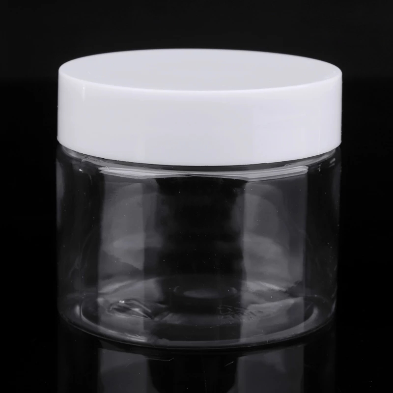 Custom 50ml,100ml,200ml 300ml Clear Cookies Candies Beans Packaging Food Grade PET Plastic Container Storage Jars with lids