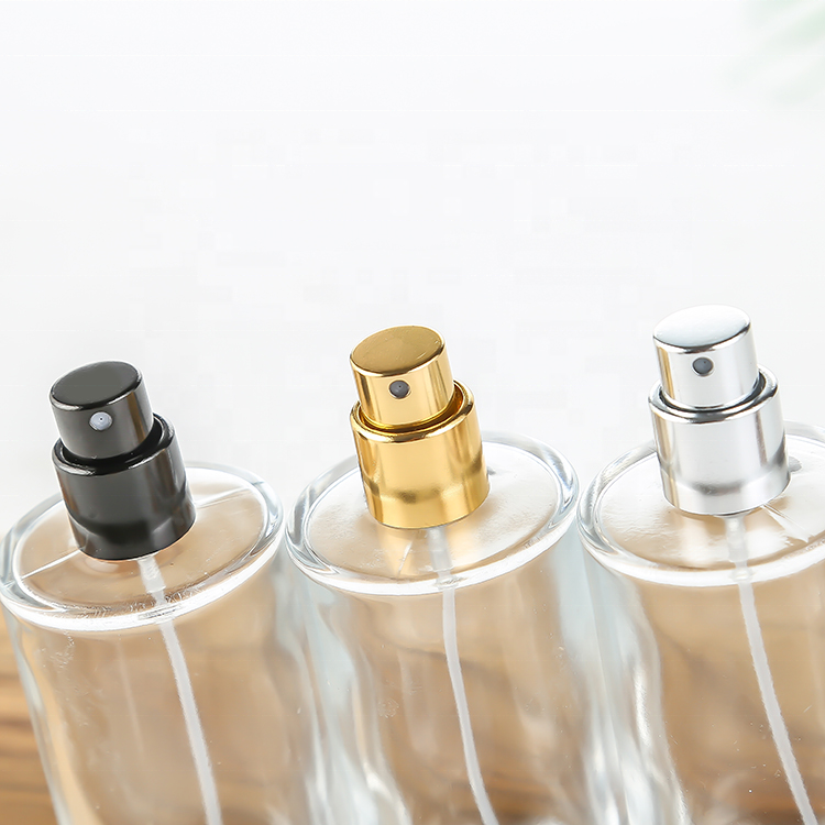 Custom 50ml Round Empty Glass Perfume Bottle with Black lid