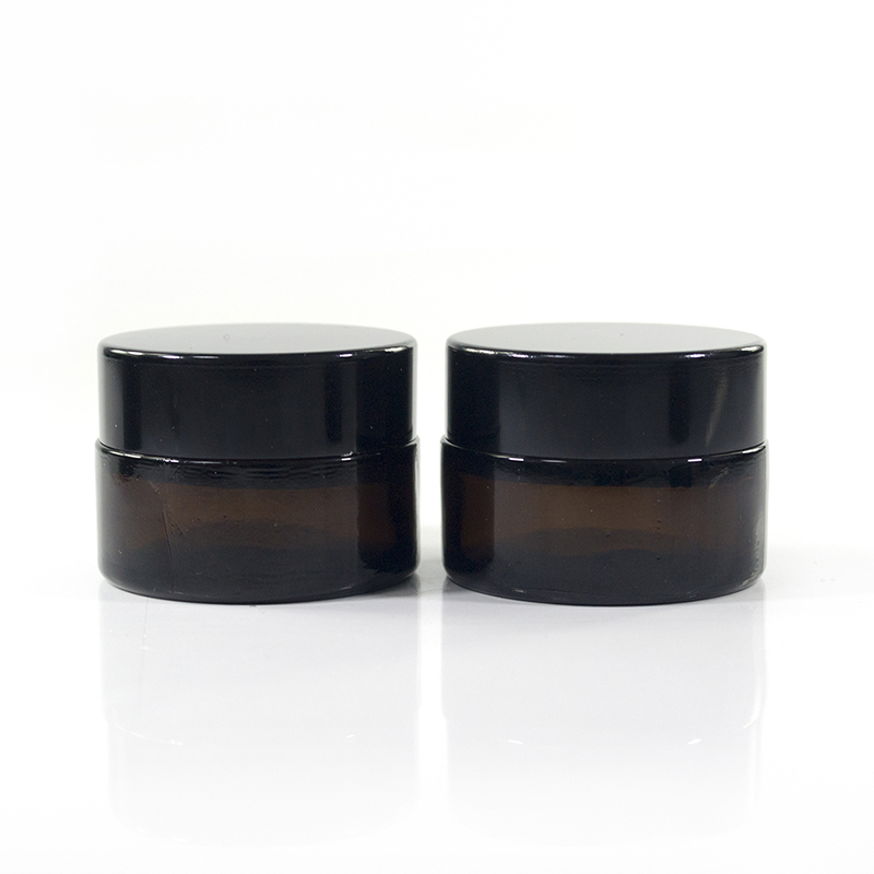 Custom 5g 10g 15g 30g 50g 100g high quality cosmetic packaging matte ambe black glass cream jar wide mouth
