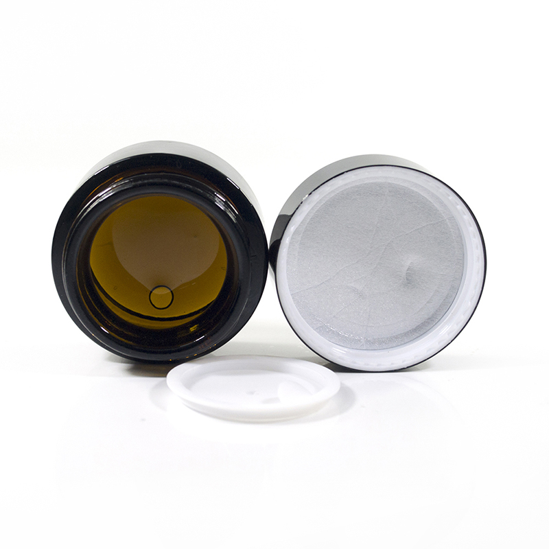 Custom 5g 10g 15g 30g 50g 100g high quality cosmetic packaging matte ambe black glass cream jar wide mouth