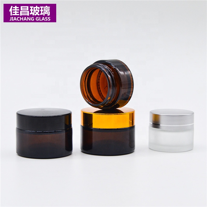 Custom 5g 10g 20g 30g 50g 100g Cylindrical Amber Cosmetic Jar Glass Cream Jar with Screw Cap
