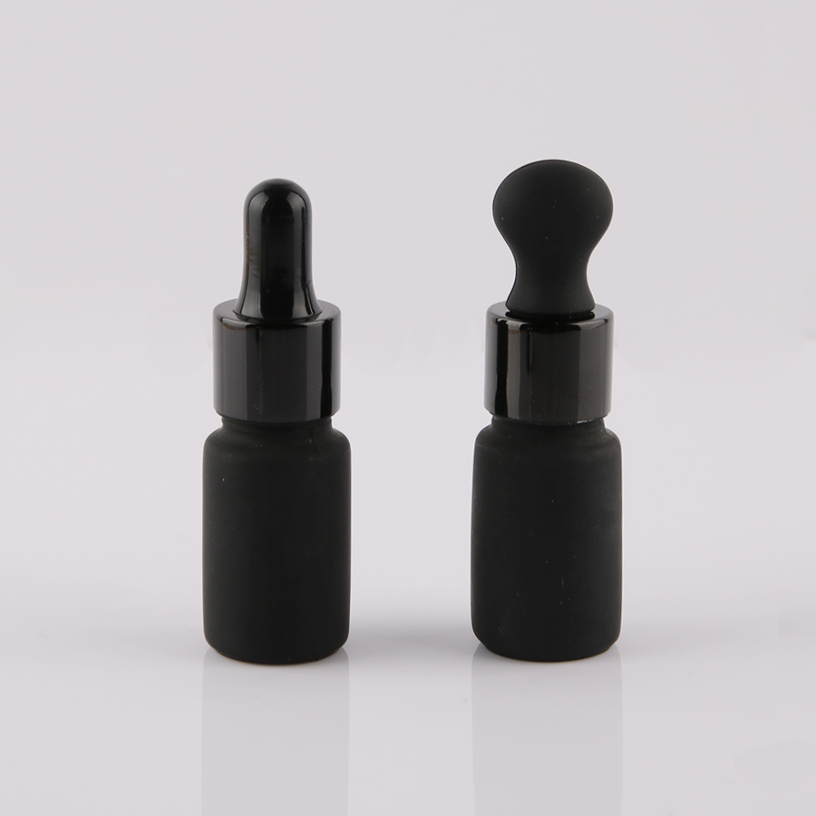 Custom 5ml 10ml 20ml 30ml 50ml 100ml Matte Black round / rectangular Frosted Glass essential oil Dropper Bottle