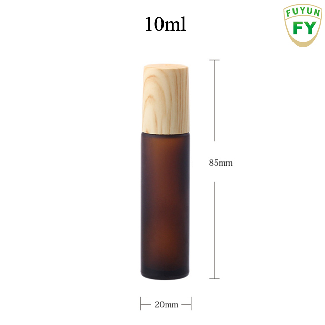 Custom 5ml Essential Oil Glass Bamboo Roller Bottle With Bamboo Cap Roll On Gemstone Roller Bottle